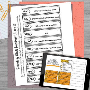 Rounding Whole Numbers I Have It Math Cut & Paste - No Prep - Print and Digital