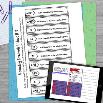 Rounding Decimals I Have It Math Cut & Paste - No Prep - Print and Digital