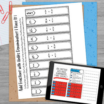 Adding Fractions with Unlike Denominators I Have It Math Cut & Paste - No Prep