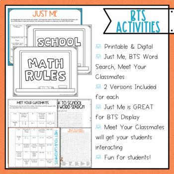 Back to School: First Week of School Activities with Math Print and Digital