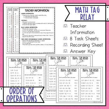 Order of Operations Math Tag Relay Math Game