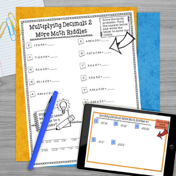 Decimals Riddles More Multiplying and Dividing Decimals - Print and Digital