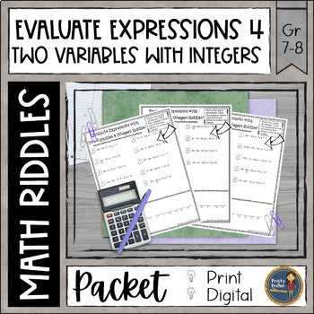 Evaluating Expressions 4 Math Riddles - No Prep - Print and Digital