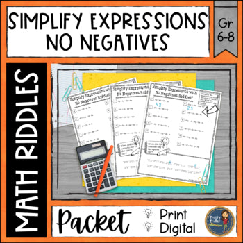 Simplifying Expressions 1 Math with Riddles - No Prep - Print and Digital