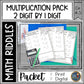 Multi-Digit Multiplication Math Riddles Pack - 2 digit x 1 digit