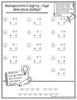 Multi-Digit Multiplication Math Riddles Pack - 2 digit x 1 digit