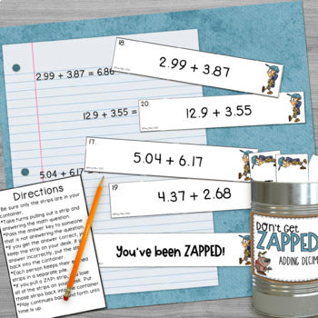 Adding Decimals Don't Get ZAPPED Math Game