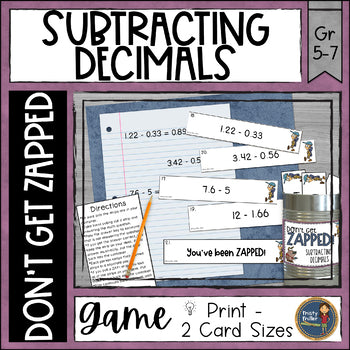 Subtracting Decimals Don't Get ZAPPED Math Game