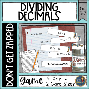 Dividing Decimals Don't Get ZAPPED Math Game