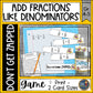 Adding Fractions with Like Denominators Don't Get ZAPPED Math Game