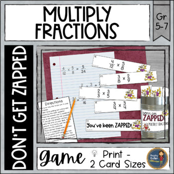 Multiplying Fractions Don't Get ZAPPED Math Game