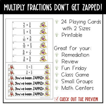 Multiplying Fractions Don't Get ZAPPED Math Game