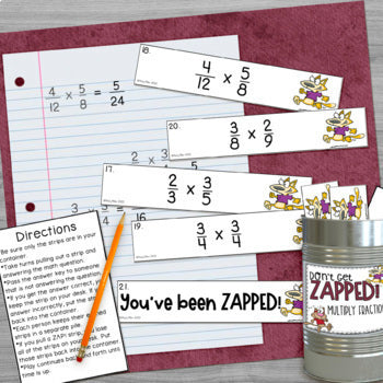 Multiplying Fractions Don't Get ZAPPED Math Game