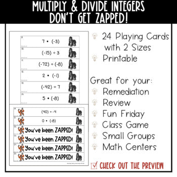 Multiplying and Dividing Integers Don't Get ZAPPED Math Game