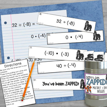 Multiplying and Dividing Integers Don't Get ZAPPED Math Game