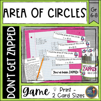 Area of Circles Don't Get ZAPPED Math Game - Pi Day Activity Middle School