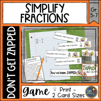 Simplifying Fractions Don't Get ZAPPED Math Game