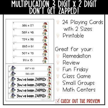 Multi-Digit Multiplication Don't Get ZAPPED Math Game - 3 Digit x 2 Digit