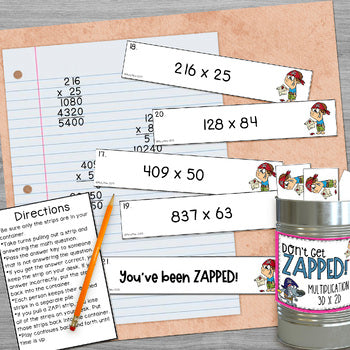 Multi-Digit Multiplication Don't Get ZAPPED Math Game - 3 Digit x 2 Digit