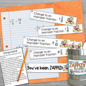 Converting Mixed Numbers to Improper Fractions Don't Get ZAPPED Math Game