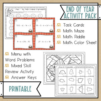 End of the Year Math Activities Packet 1