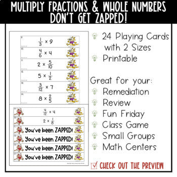 Multiplying Fractions by Whole Numbers Don't Get ZAPPED Math Game