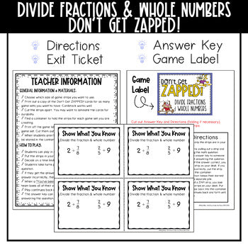 Dividing Fractions and Whole Numbers Don't Get ZAPPED Math Game