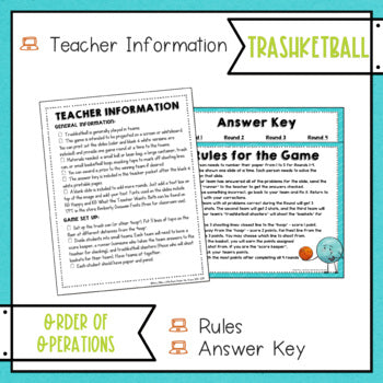 Order of Operations Trashketball Math Game