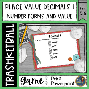 Decimal Place Value 1 Trashketball Math Game
