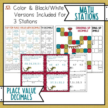 Place Value with Decimals Math Stations