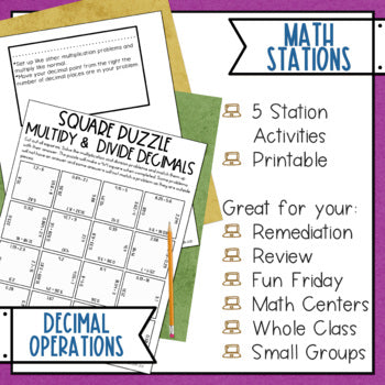 Decimal Operations Math Stations