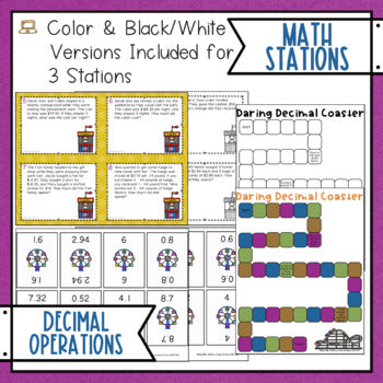 Decimal Operations Math Stations