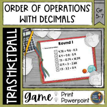 Order of Operations with Decimals Trashketball Math Game