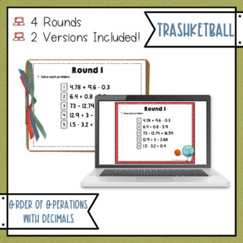 Order of Operations with Decimals Trashketball Math Game