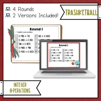 Integers Trashketball Math Game