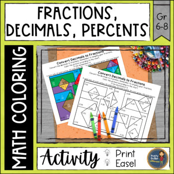 Converting Fractions Decimals and Percents Activity - Math Color Pages