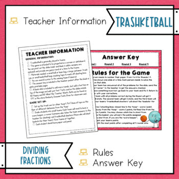 Dividing Fractions Trashketball Math Game