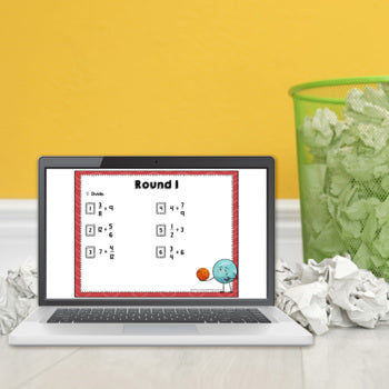 Dividing Fractions Trashketball Math Game