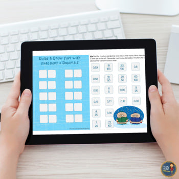 Winter Math Converting Fractions Decimals and Percents Activity - Digital