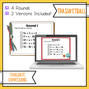 Evaluating Expressions Trashketball Math Game