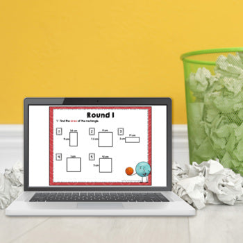 Area of Rectangles and Parallelograms Decimals Trashketball Math Game