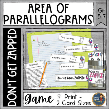 Area of Parallelograms Don't Get ZAPPED Math Game
