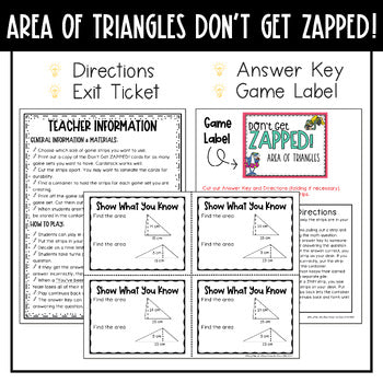 Area of Triangles Don't Get ZAPPED Math Game