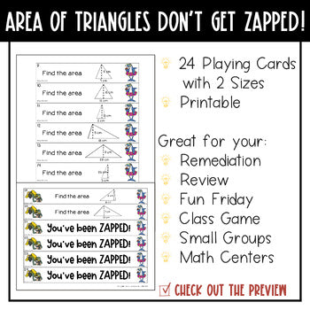 Area of Triangles Don't Get ZAPPED Math Game