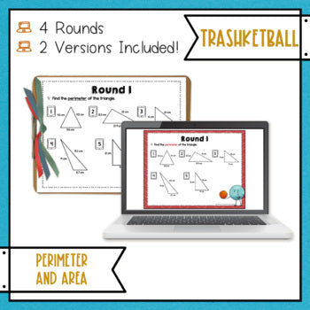 Perimeter and Area of Triangles and Trapezoids Trashketball Math Game