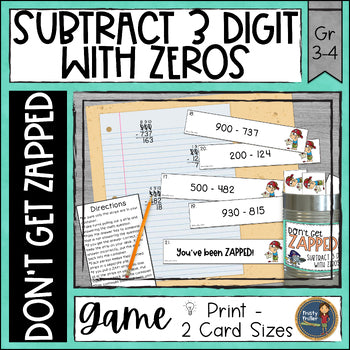 Subtraction 3 Digit with Zeros Don't Get ZAPPED Math Game