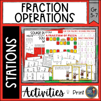 Fraction Operations Math Stations