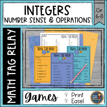 Integers Math Tag Relay Game - Absolute Value, Compare, Number Line, Operations