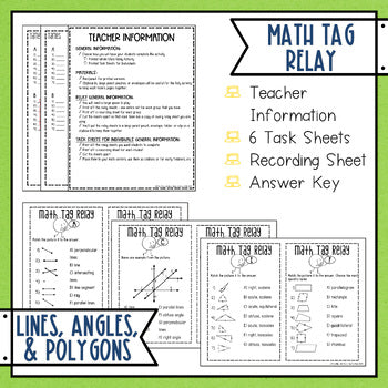 Lines, Angles, and Polygons Math Tag Relay - Math Game