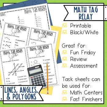 Lines, Angles, and Polygons Math Tag Relay - Math Game